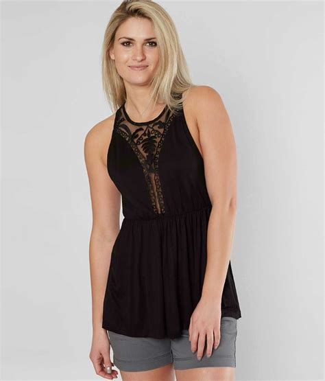 Tank Top Black Cotton Technical Mesh with Bee Embroidery 